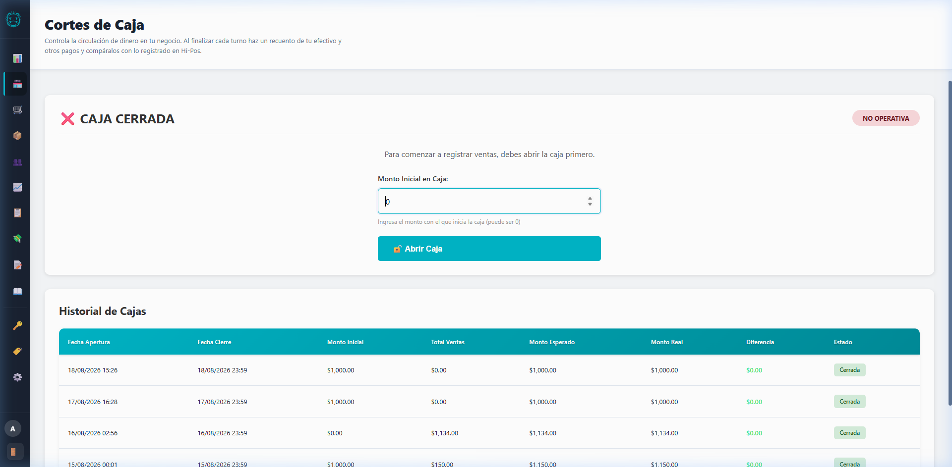 Caja Registradora Hi-Pos